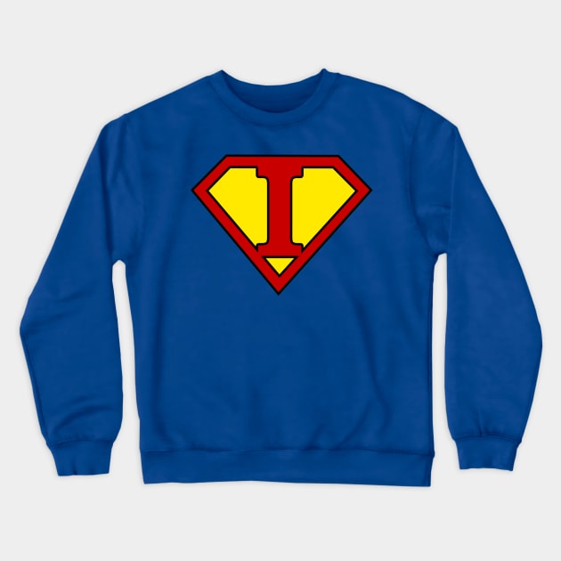 Superhero Symbol Letter I Crewneck Sweatshirt by NextLevelDesignz